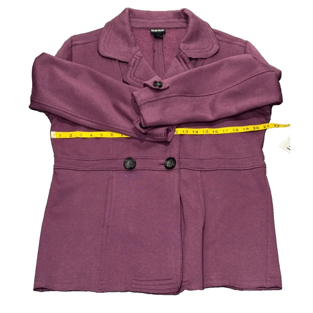 Purple Double-Breasted Pea Coat Jacket by Nomadic Trader Large Plum Mid‎ Length